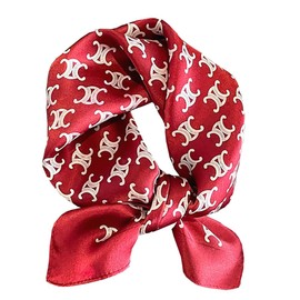 ANDANTINO 100% Pure Mulberry Silk Small Square Scarves -21'' x 21''- Digital Printed Neckerchief –Women Men Lightweight Scarf(Burgundy&White)
