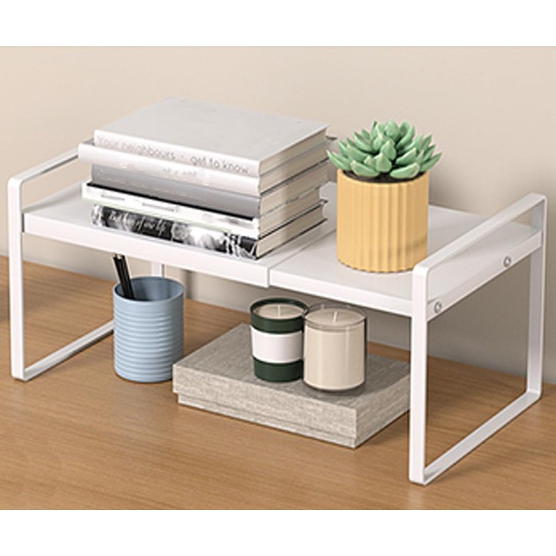 LIYIVNAA Expandable Cabinet Shelf Organizer Adjustable Storage Rack Stackable Metal