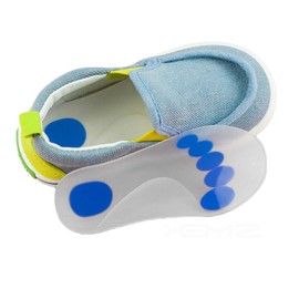 Plantilla de apoyo de arco de silicona para niños, cómoda absorción de impactos, almohadilla de corrección de presión lenta, cojín de zapato deportivo de longitud completa para niños, para prevenir pies planos, plantilla ortopédica de pie, L