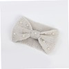 FOMIYES Warm Knit Woolen Headband Pearl Bowknot Crochet Hair Band
