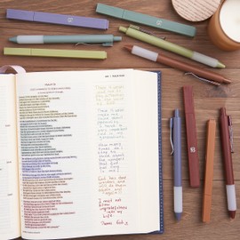 BLIEVE Aesthetic Highlighters and Gel Pens And Soft Tip, No Bleed Dry Fast Easy to Hold, for Bible Journaling Planner Notes School Office Supplies (Earthy)