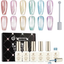 CHERIMOYA Kit de Esmaltes de Uñas en Gel Ojo de Gato Opal Daydream con Imán
