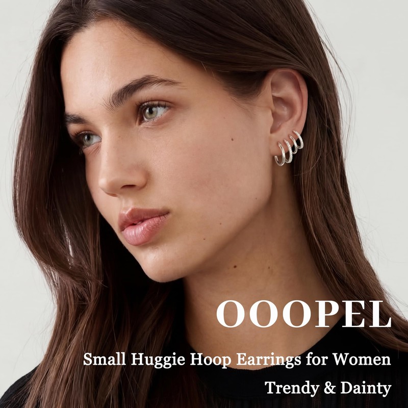 OOOPEL Small Sterling Silver Hoop Earrings Small Huggie Hoops Earring