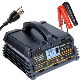 EFFORTWAY 30A Battery Charger, 12V LiFePO4,12V/24V Lead-Acid Portable Automotive Battery Charger, 6-Stage Trickle Charger, Automotive Battery Maintainer for Cars, Trucks, Motorcycles and Lawnmowers