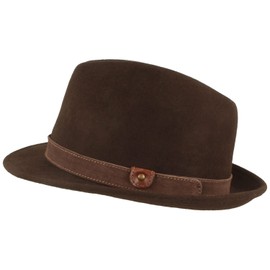 Breiter Trilby Crushable Felt Hat Narrow Brim Wool Felt, brown