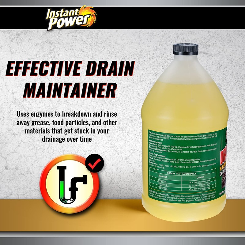 Instant Power Commercial Drain Maintainer - Liquid Enzyme Clog Remover,