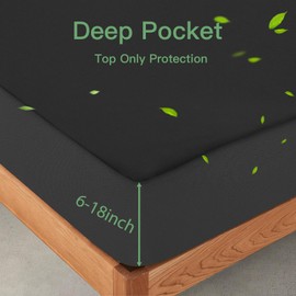 Sufdari Waterproof Mattress Protector Queen Size, Noiseless Mattress Cover with 18" Deep Pocket, Bed Bug Proof and Waterproof Fitted Sheets, Machine Washable Mattress Protectors Black