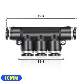 TAILONZ PNEUMATIC 10MM OD 5pcs Straight Connectors Plastic Quick Release Air Line Fittings PK-10 (5 Way)