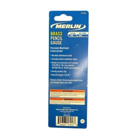 MERLIN Brass Tire Pressure Pencil Gauge 5-50 PSI 6" x 1/2" 57253
