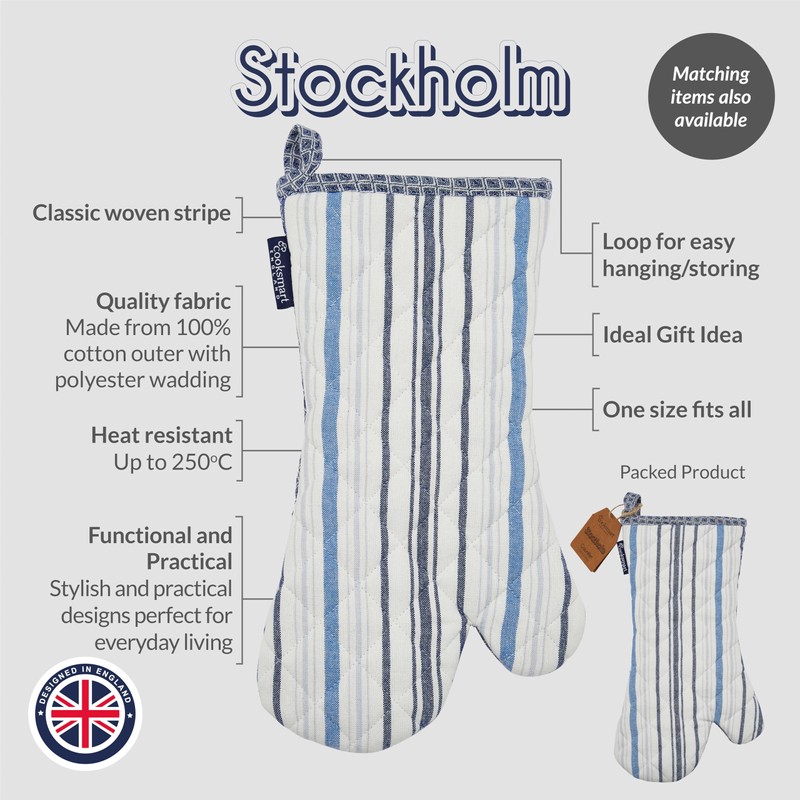 Cooksmart British Designed Oven Gloves | Modern Design Gauntlet Oven