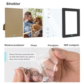 XHDA 4 Pack Black 6x4 Photo Frames with Mount, Black Picture Frames 6x4 for Horizontal and Vertical Formats, Black Photo Frame 6x4 for Wall and Tabletop