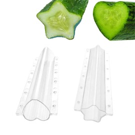 2PCS Cucumber Styling Growth Mold Plastic Heart Shaped Five-Pointed Star Transparent Garden Fruit Vegetable Growing Molds(Star+Heart)