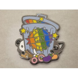 Gay Trash Panda Enamel Lapel Pin | Certified Gay Raccoon and Possum Rainbow Pride Pin, Metal, no gemstone