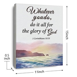 OTINGQD Christian Bible Scripture 1 Corinthians 10:31 Whatever You Do Do It All for the Glory of God Canvas Wall Art Prints Decoration for Home Bedroom Living Room Church,Christians Gifts,11x14 Inch