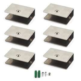 Glass Clamp Bracket 6-10mm Stainless Steel Glass Shelf Clips Wall Mounted Glass Shelf Support Shelf Bracket (Pack of 6)