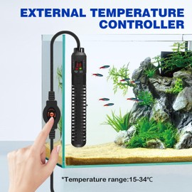 ExKeen Aquarium Heater, 500W Adjustable Aquarium Heating Rod, Heating Rod Aquarium with LED Indicator and 4.75 Feet Long Cable for Aquariums and Aquariums 60L-250L (15-34C)