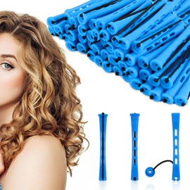 80 Pieces Perm Rods 0.35 inch Perm Rollers Cold Wave Hair Perming Rods Small Plastic Hair Rollers for Women Men Long Short Hair Styling Tool Hair Curlers, Blue