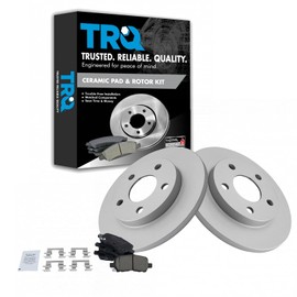 TRQ Rear Ceramic Disc Brake Pads & G-Coated Rotors Kit for Buick Chevy Pontiac