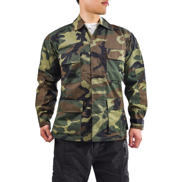 BACKBONE Mens Army Military Battle Dress Uniform BDU Shirt Camo