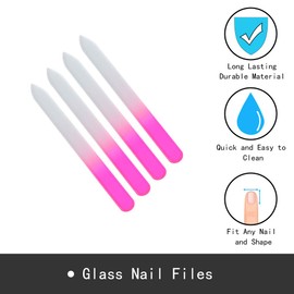 SIUSIO 10 Pack Professional Czech Crystal Glass Nail Files Double Sided Etched Surface Files Gradient Rainbow Color for Acrylic Nail Emery Boards & Buffer (Pink)