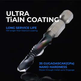 Kraftek 6-32NC Combination Drill and Tap Bit Set, Ultra TiAlN Coating M2 Drill Tap Set for One-Step Drilling, Tapping, and Deburring, 6-32NC 6pack