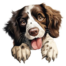 x4 Springer Spaniel Dog Stickers for Wall Decor, Covering Marks, Hardwearing Waterproof Mugs & Phone, Car Bumpers, Shower & Tile, Toilets, Laptop & More Vinyl Decals, (English Springer Spaniel)