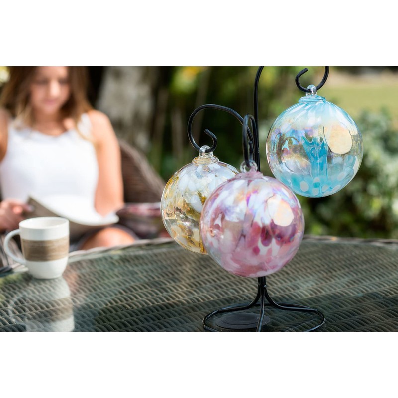 Hanging Glass Friendship Ball 10cm diameter , Pink