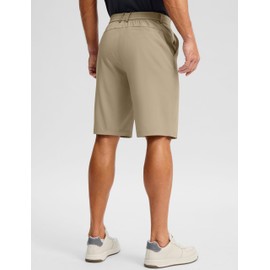 Pudolla Men's Golf Shorts 11" Inseam Comfy Shorts with 3 Pockets Stretch Quick Dry Casual Work Shorts（Light_Khaki XXL
