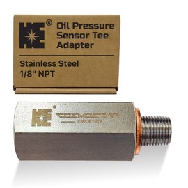 Cosmostar Stainless Steel 1/8" NPT Tee Oil Pressure Sensor Adapter – Heavy-Duty 304 SS Fitting for Oil Pressure Gauge, Turbo Supply Feed Line, & Pressure Switch