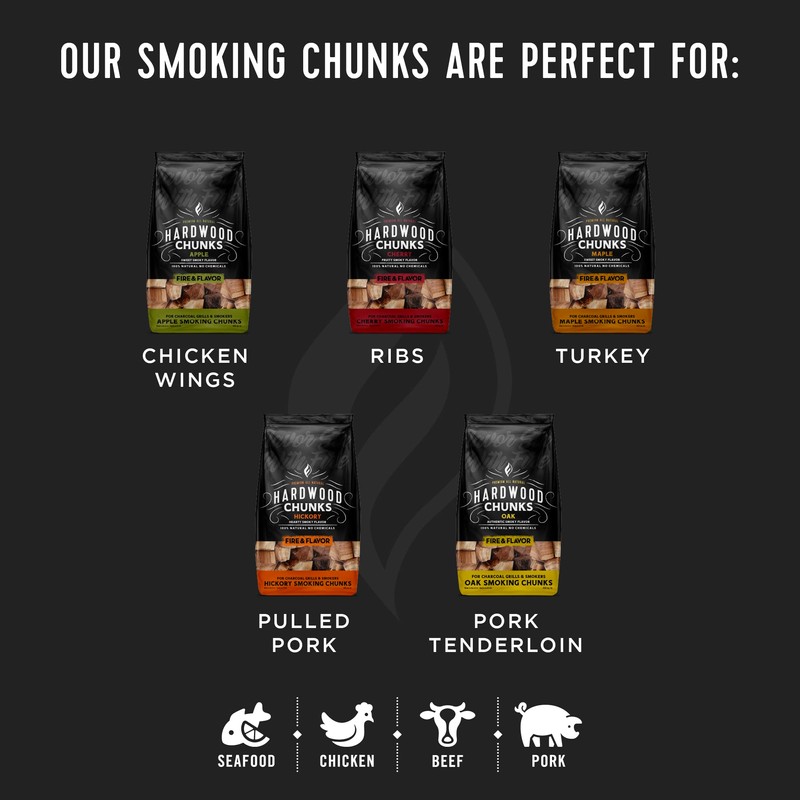 Fire & Flavor Cherry Wood Chunks for Smoking and Grilling
