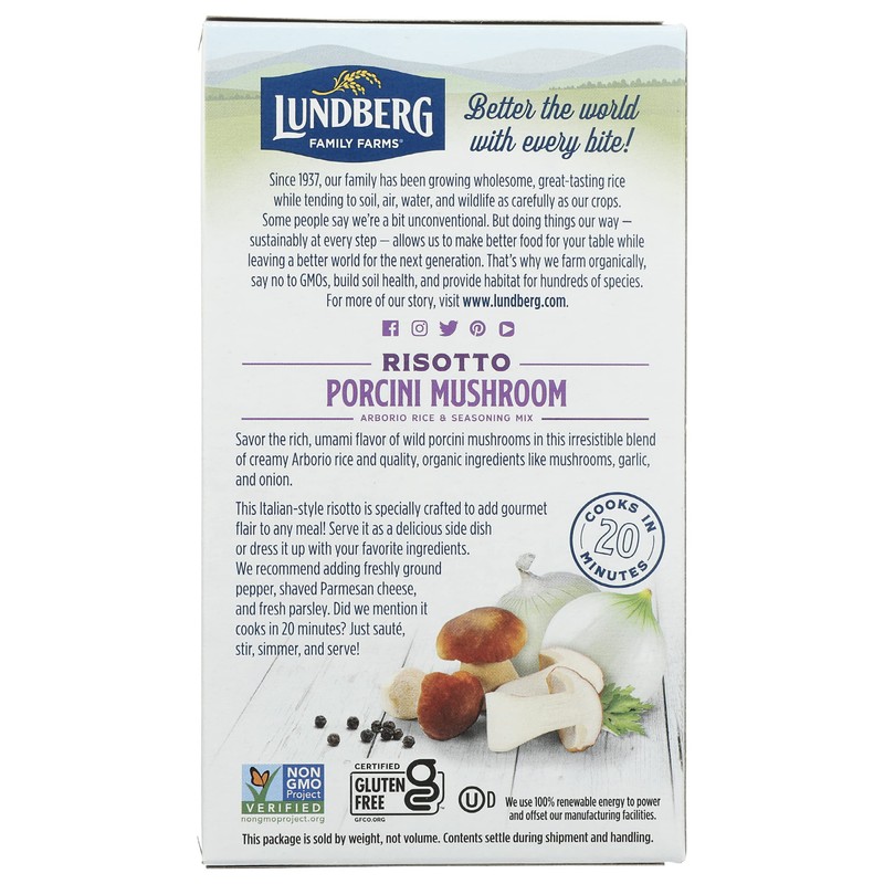 Lundberg Family Farms - Traditional Italian Risotto, Porcini Wild Mushroom,