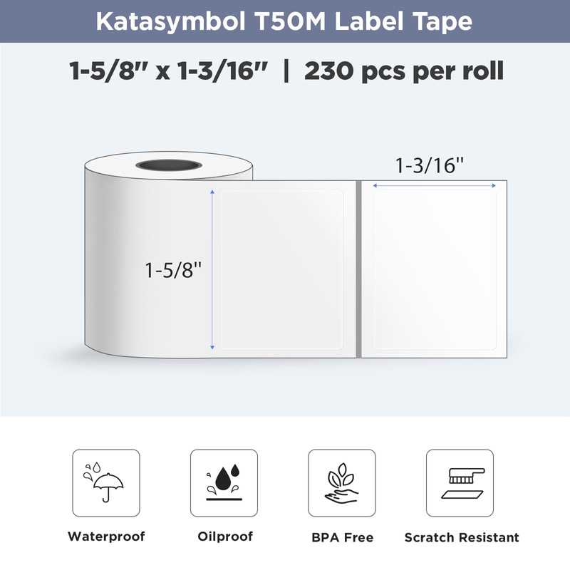 SUPVAN T50M Series Label Maker Tape, Black on Transparent 1.57''