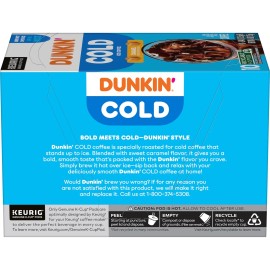 Dunkin' Dunkin Cold Caramel K Cup Pods 10 Count Iced Coffee Bold Flavor For Keurig