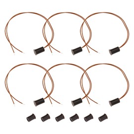 ECSiNG 6pcs Recessed Wired Magnetic Reed Switch Alarm - Embedded Door Sensor for Home Security Access Control Burglar Systems, Brown