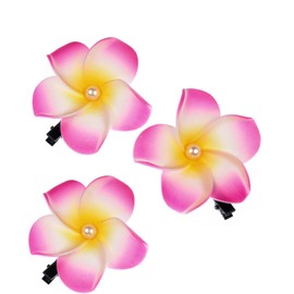 Love Sweety 2pc Hawaiian Plumeria Hair Clips Galsang Flower Barrettes for Beach Party (1#P Peach), One Size