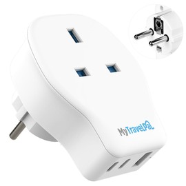 MyTravelPal UK to Europe 20W PD Travel Adapter With USB C | British Safety Standards | Fast Charge UK to European Plug Adapter USB-C | Euro EU Adapter Plug France Spain Portugal Turkey Greece