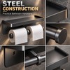 Wall Mounted Toilet Paper Holder with Storage Shelf – Black