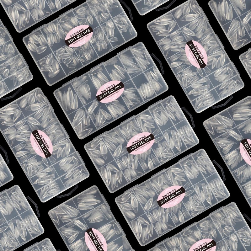 Medium Stiletto Soft Gel Nail Tips, BORNBYME 240 PCS Pre