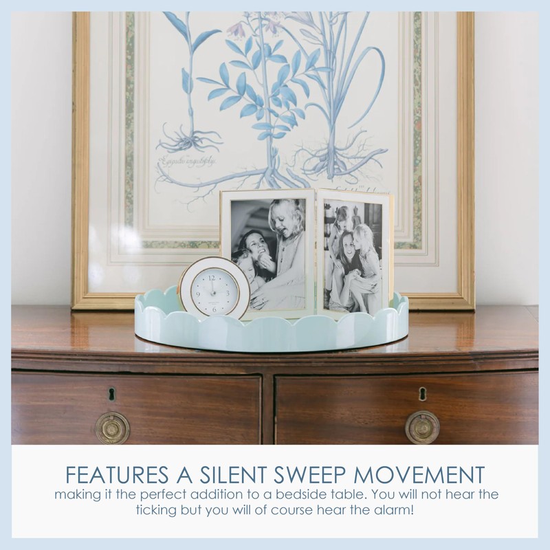 Addison Ross White and Gold Plated Silent Alarm Clock with