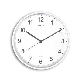 Maul MAULsprint Wall Clock Diameter 30 cm Radio-Controlled Clock with Automatic Time Setting Ideal for Living Room, Bedroom, Kitchen, Study and Office Good Readability for Large Rooms White