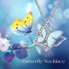 JERWLI Butterfly Necklace for Women 925 Sterling Sliver Opal Pendant