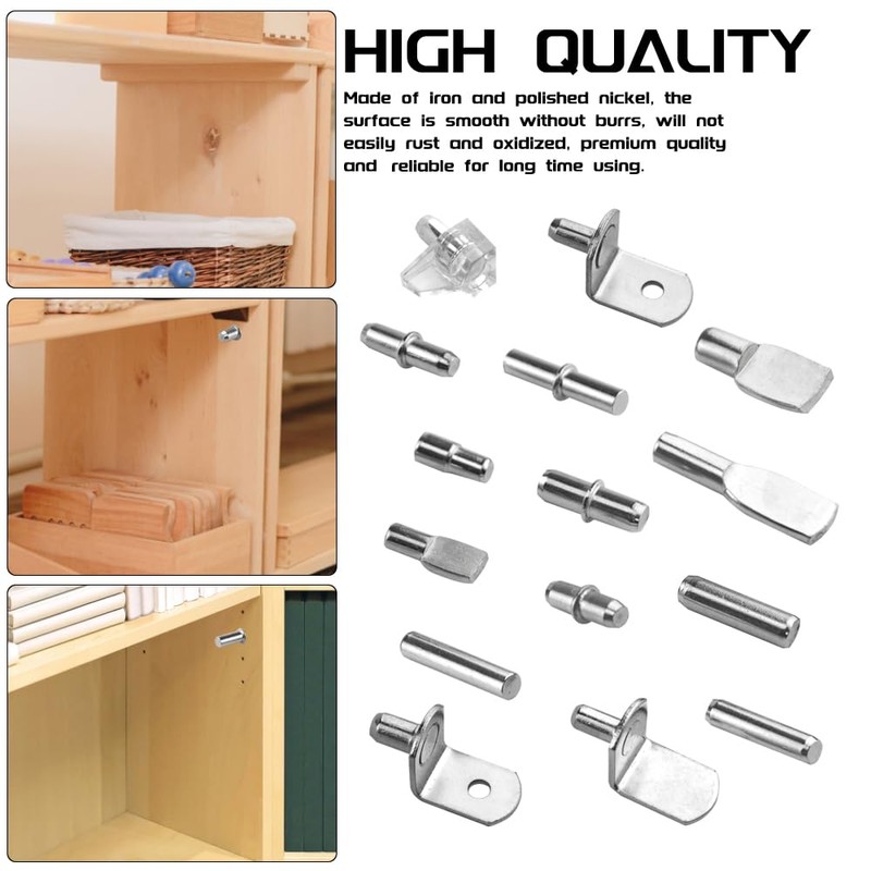 WMYCONGCONG 150 PCS Shelf Bracket Pegs Kit, 7 Styles Shelf