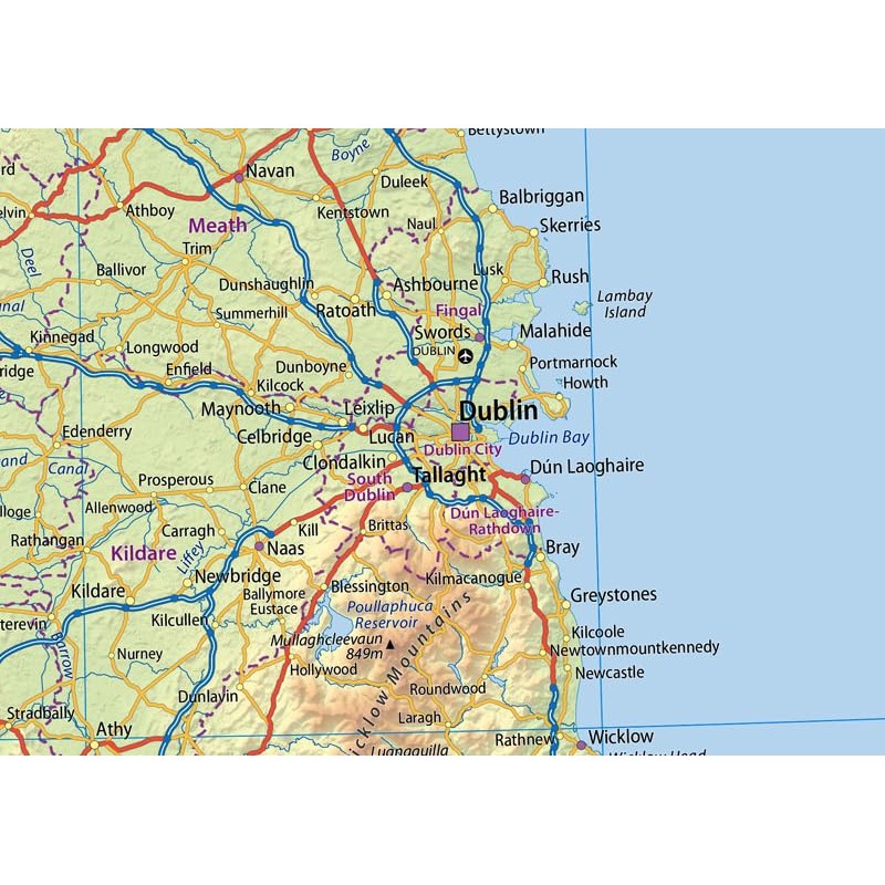 Detailed Physical Ireland Poster Map - 23.3 x 16.5 Inches