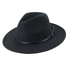 Kids Fedora-Hats Girls Vintage Wide Brim Felt-Bowler-Cap Belt-Fedora-Hat (Black, 54cm/21.2'' Fit for 5-9 Years)
