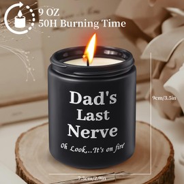 Dad Gifts from Daughter Son,Funny Fathers Day Birthday Thanksgiving Christmas Gifts for Men, Best Dad Ever Gift, 9oz Sandalwood Scented Candle Gift for Men