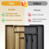 Kiasthome Acacia Wood Kitchen Silverware Drawer Organizer, Expandable Utensil Cutlery