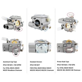 MS251 Carburetor for Stihl MS231 MS251 Woodboss Chainsaw Parts Replace# 1143 120 0611 1143/09 C1Q-S295D, with 1141 120 1600 Air Filter