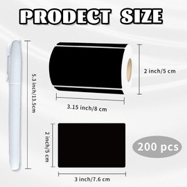 Starboling Chalkboard Labels,200 Pcs 3x2inch Square Label Chalk Stickers with White Chalk Marker,Reusable Waterproof Blackboard Stickers,for Jars,Bottles,Storage Bins