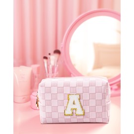 Elilier Christmas Gift Stocking Stuffers Gift for Girls Kids, Make up Bag, Preppy Stuff for Teen Girls, Birthday Gifts Idea, Gifts for Her Makeup Toiletry Pouch, Skin Care for Teens 10-12 (Letter M)