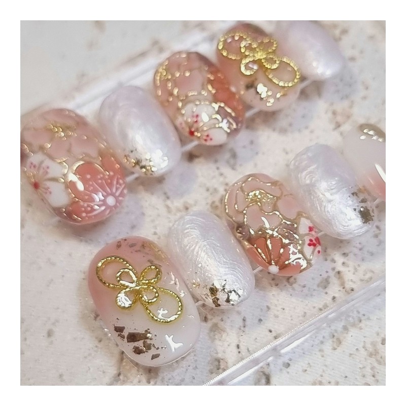 Fusion Flower Handmade Nail Tips - Ballerina / 퓨전 플라워